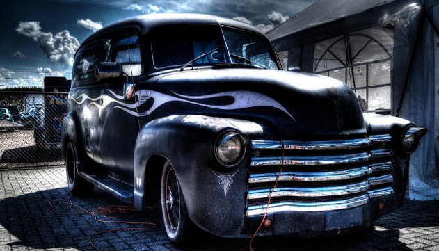 Spooky Black Volga car 