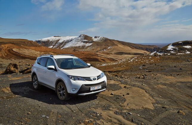 car on iceland road