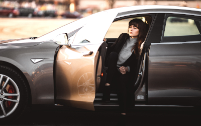 Woman in company car