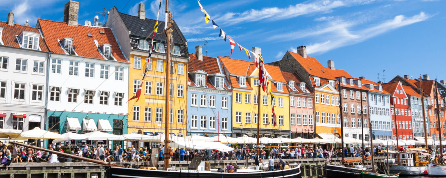 Copenhagen city in sunshine with no cars