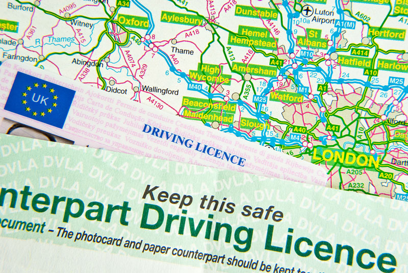Driving Licence and map